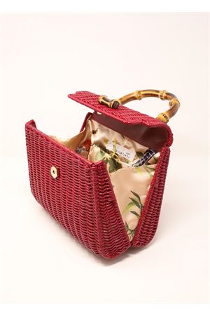 Red woven wicker bag with bamboo handle Laboratorio Capri | 110RED
